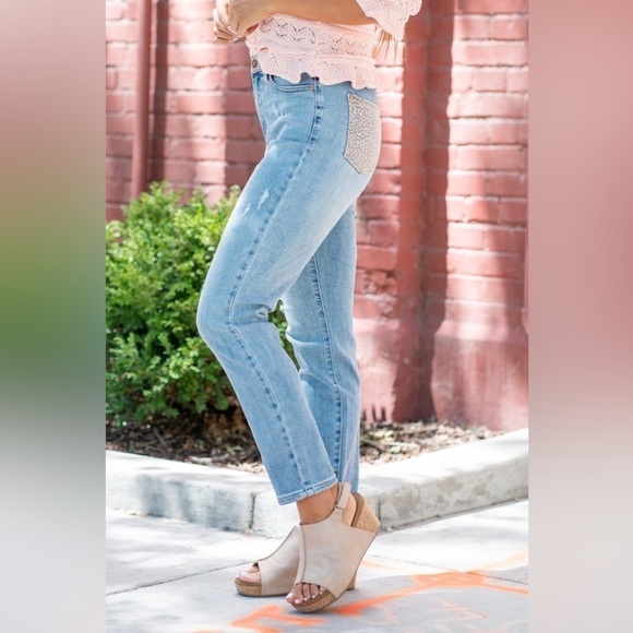 Judy Blue | Women's Cheetah Camo Block High Rise Slim Fit Jeans Size 27 - Picture 2 of 9